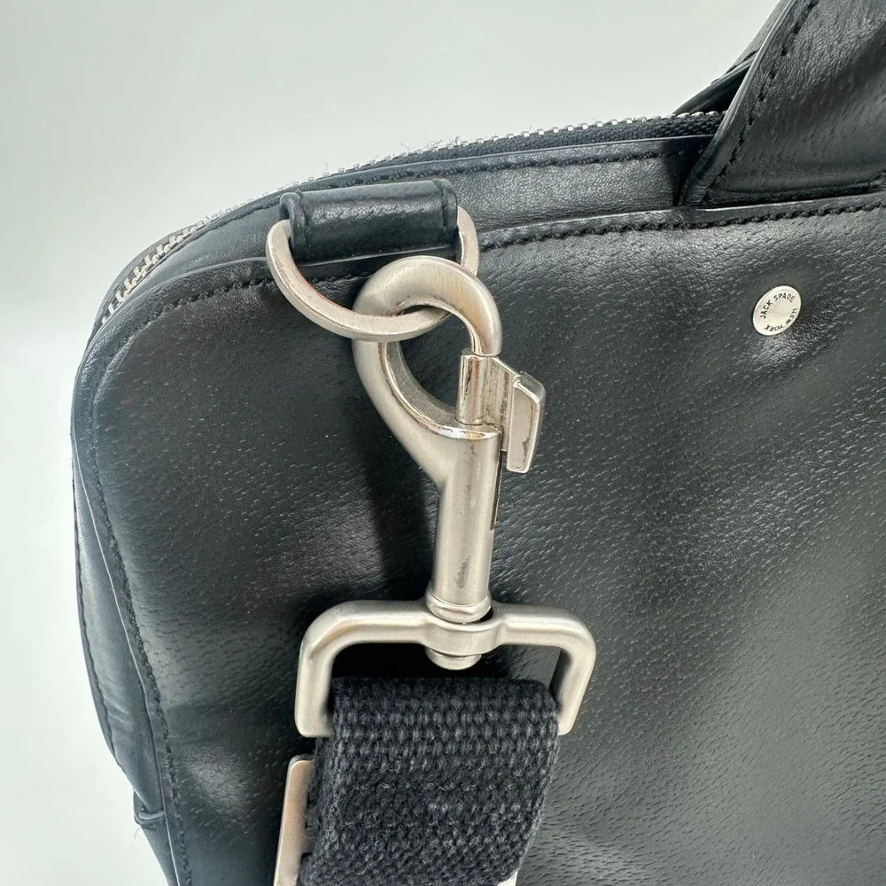 Jack Spade Black Leather Slim Briefcase Messenger Bag Laptop Bag Mens